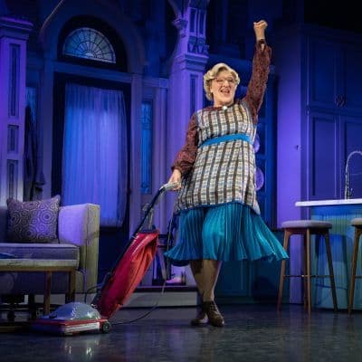 Display image of the actor on stage for Mrs. Doubtfire.