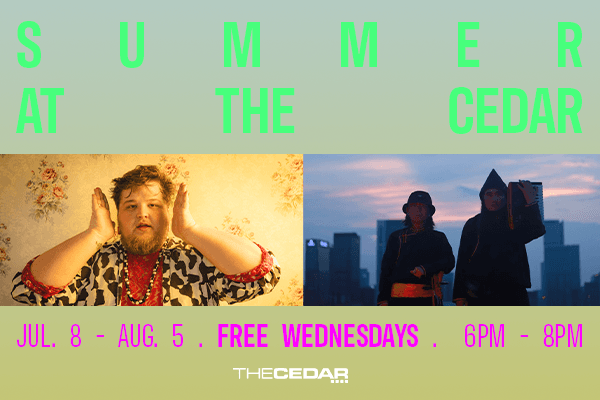 Display ad for Summer at the Cedar; July 8 - August 5
