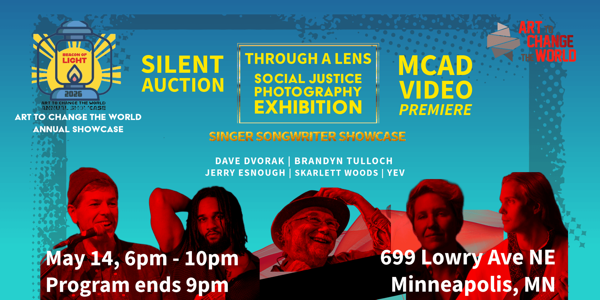 Display ad for Art to Change the World; May 14 6pm - 10pm